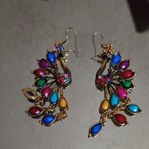 Vintage Multicolored Peacock Earrings